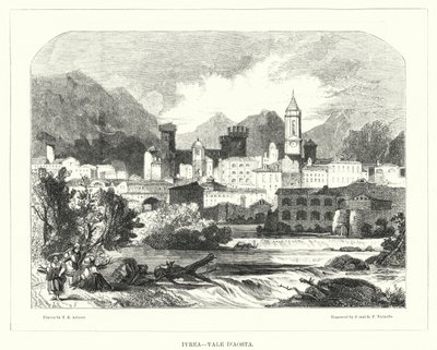Ivrea, údolí Aosty (rytina) od Thomas Brabazon Aylmer