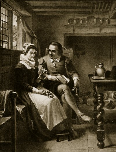 Shakespearovy námluvy, ilustrace z „Hutchinsonova příběhu britského národa“, kolem roku 1923 od Thomas Brooks