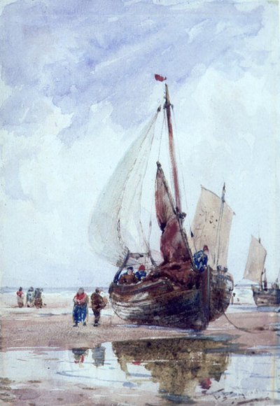 A Beached Fishing Smack (akvarel) od Thomas Bush Hardy