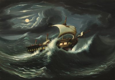 Bouří zmítaná fregata od Thomas Chambers