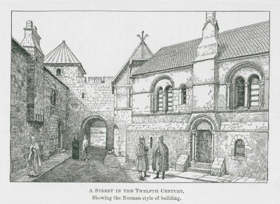 Ulice ve 12. století (litografie) od Thomas Charles Barfield