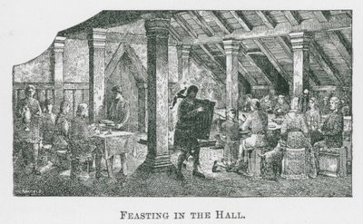 Hodování v sále (litografie) od Thomas Charles Barfield