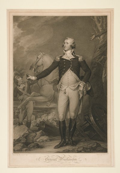 George Washington v bitvě u Trentonu (1792) od Thomas Cheesman