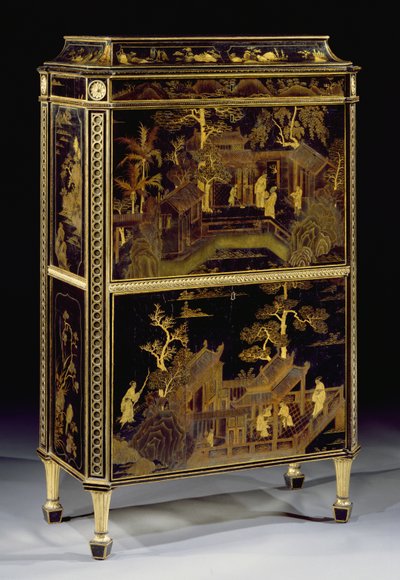 Lakovaná dámská sekretářka vyrobená pro Harewood House od Thomas Chippendale