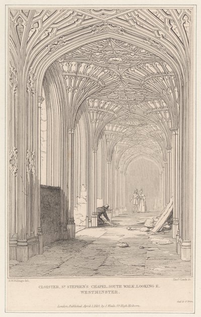 Klášter, kaple sv. Štěpána, South Walk, vypadající E. Westminster od Thomas Clark