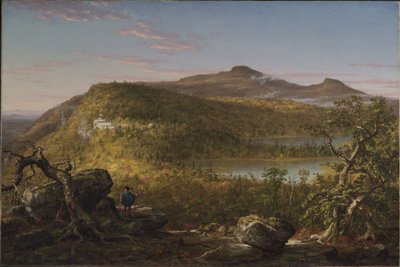 Pohled na dvě jezera a Mountain House v pohoří Catskill, ráno od Thomas Cole