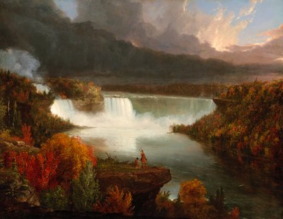 Pohled do dálky na Niagarské vodopády od Thomas Cole