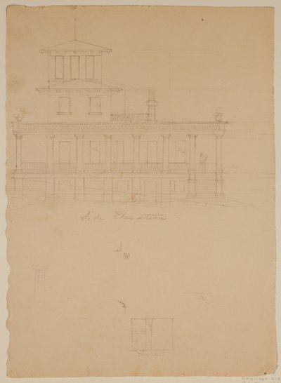 Side Elevation of Proposed Villa at Catskill od Thomas Cole