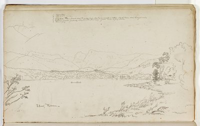 The Head of Windermere, Lake District, Anglie, 1829 (pero a inkoust přes tužku na papíře) od Thomas Cole