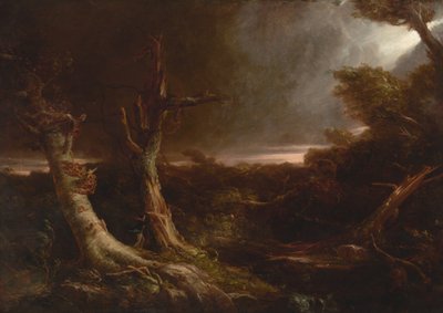 Tornádo v americkém lese od Thomas Cole