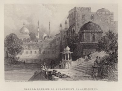 Baoli a pozůstatky Jehanghirova paláce, Dillí (barevné lito) od Thomas Colman (after) Dibdin