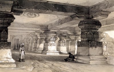 Interiér Lanka, Ellora, Indie, 1845 od Thomas Colman Dibdin