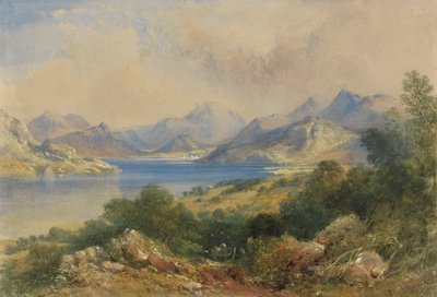 Horská scéna s jezerem od Thomas Colman Dibdin