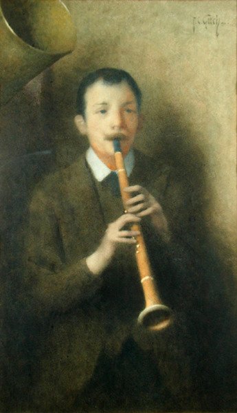 The Clarinet Player, c.1892 (akvarel na papíře) od Thomas Cooper Gotch
