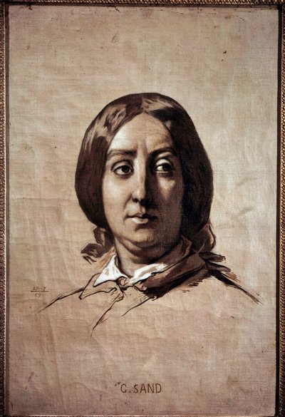 Portrét Georgese Sanda (1804-1876) (Aurore Dupin, Baronne Dudevant) Francouzský spisovatel Kresba Thomase Couturea (1815-1879) 1859 Sun. 0,61x0,4 m Versailles, zámecké muzeum od Thomas Couture