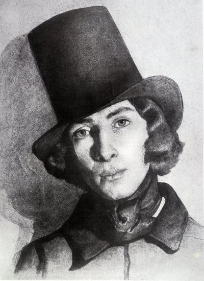 Portrét Maurice Sanda (1823-1889), syna George Sanda, 21 let - Nedatovaná kresba Thomas Couture (1815-1879) - tato kresba byla dlouhou dobu považována za kresbu jeho matky George Sandové od Thomas Couture