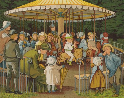 Paříž: kolotoč na Champs Elysees (barva litho) od Thomas Crane