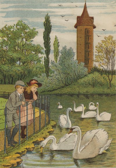 Paříž: labutě (barva litho) od Thomas Crane