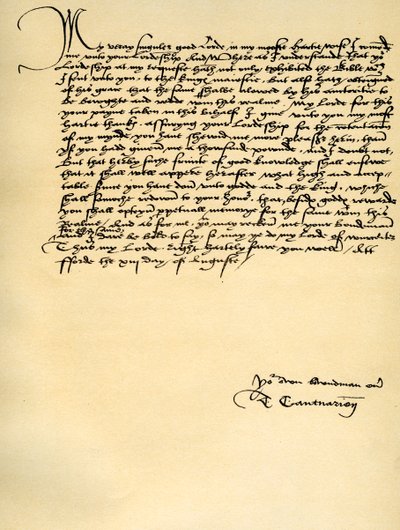 Dopis Thomase Cranmera Thomasu Cromwellovi, Fordovi, 13. srpna 1537 od Thomas Cranmer