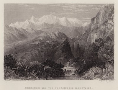 Jumnoutri and the Cone, Himaláje (barevné lito) od Thomas Creswick