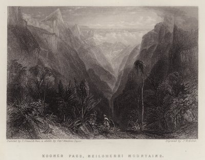Průsmyk Kooner, pohoří Neilgherri (barevné lito) od Thomas Creswick