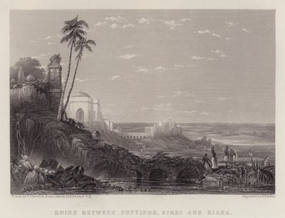 Zříceniny mezi Futtipurem, Sikrí a Bianou (barevná litografie) od Thomas Creswick