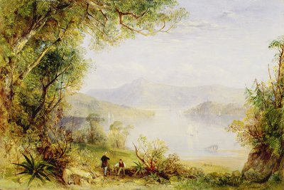 Pohled na řeku Hudson, kolem 1840-45 (olej na panelu) od Thomas Creswick