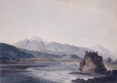 Lanový most, Srinagar, Garhwal, Uttar Pradesh, od Thomas Daniell