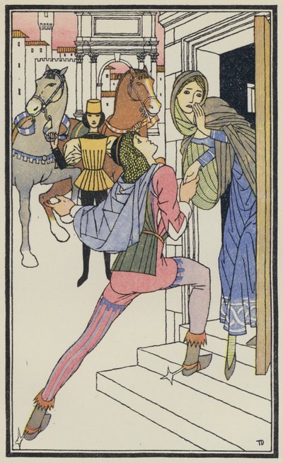 Ilustrace k Boccacciovu Dekameronu (barevná litografie) od Thomas Derrick