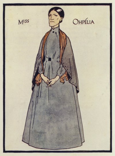 Slečna Ofélie, postava z knihy Chaloupka strýčka Toma (barevná litografie) od Thomas Derrick