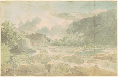 Harpers Ferry from Below, c.1825-26 (pero a inkoust s akvarelem na papíře) od Thomas Doughty