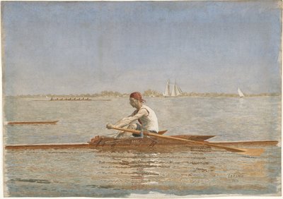 John Biglin v jedné lebce, 1873 (wc na papíře) od Thomas Eakins
