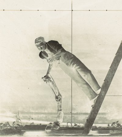 Muž na žebříku s preparovanou koňskou nohou, 80. léta 19. století. od Thomas Eakins