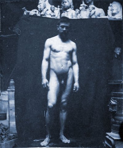 Nahý portrét Samuela Murraye v Eakinově studiu, 1890 (kyanotypie) od Thomas Eakins
