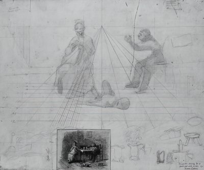 Perspektivní studie bez názvu pro ilustraci pro časopis Příběh, podmínky pana Neeluse Peelera od Thomas Eakins