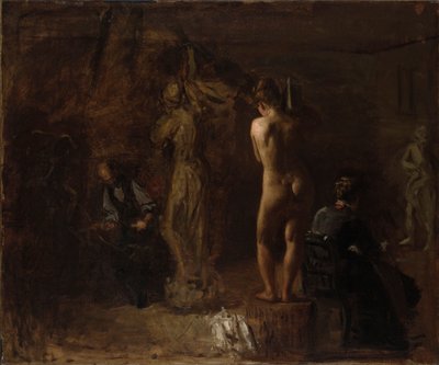 William Rush vyřezával svou alegorickou postavu řeky Schuylkill, studie od Thomas Eakins