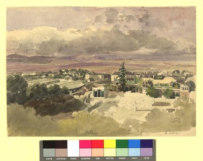 Ansicht von Döbling (?) in Richtung Kahlengebirge, Blick in die Silbergasse od Thomas Ender