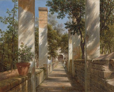 Pergola s pomeranči, cca 1834 (olej na papíře, na plátně) od Thomas Fearnley