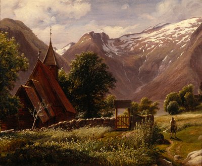 Kostel Tjugum, Balestrand od Thomas Fearnley