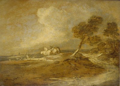 Krajina s jezdci (olej na papíře) od Thomas Gainsborough