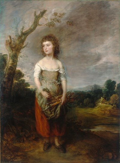 Rolnická dívka sbírající buřty v lese od Thomas Gainsborough