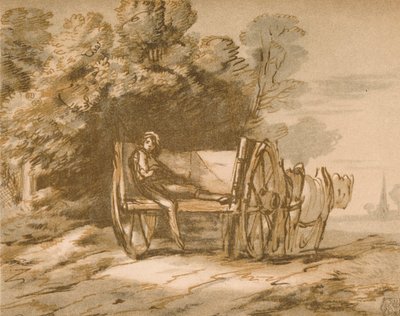 Chlapec s vozíkem. - Sketch with Pen & Wash, 18. století, 1906 od Thomas Gainsborough