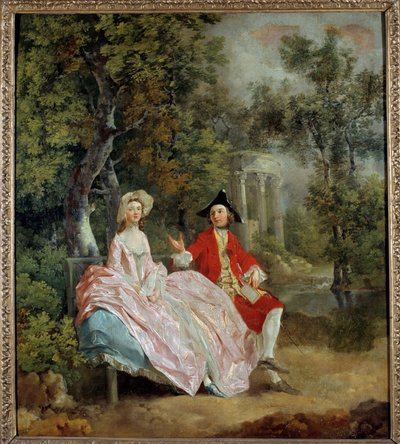 Rozhovor v parku: Thomas Gainsborough a jeho manželka Margaret Obraz Thomase Gainsborougha (1727-1788) 1746 Ne. 0,73 x 0,68 m - Rozhovor v parku: Thomas Gainsborough a jeho nevěsta Margaret. Obraz Thomase Gainsborougha (1727-1788) od Thomas Gainsborough