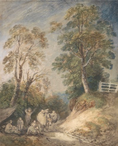 Country Lane s odpočívajícími cikány od Thomas Gainsborough