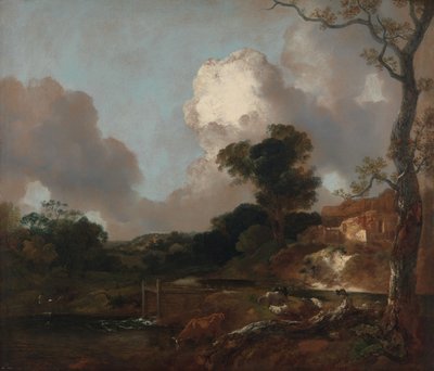Krajina s potokem a jezem od Thomas Gainsborough