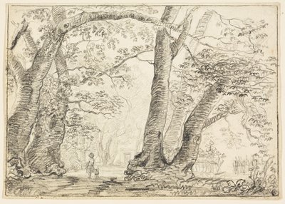 Muž se psem v lese od Thomas Gainsborough
