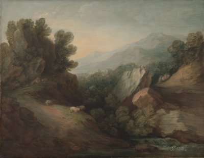 Skalnatá, zalesněná krajina s Dellem a jezem, c.1782-83 od Thomas Gainsborough