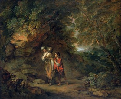 Skalnatá krajina s Hagar a Izmaelem (olej na plátně) od Thomas Gainsborough