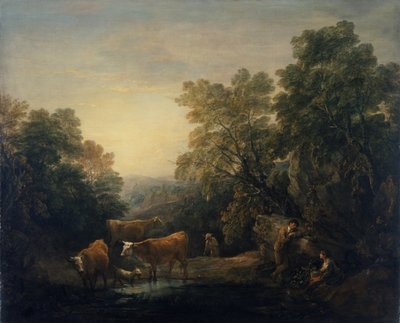 Skalnatá krajina s Hagar a Izmaelem (olej na plátně) od Thomas Gainsborough