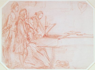 Studie ke skupinovému portrétu hudební skupiny, cca 1770 (červená křída na papíře) od Thomas Gainsborough